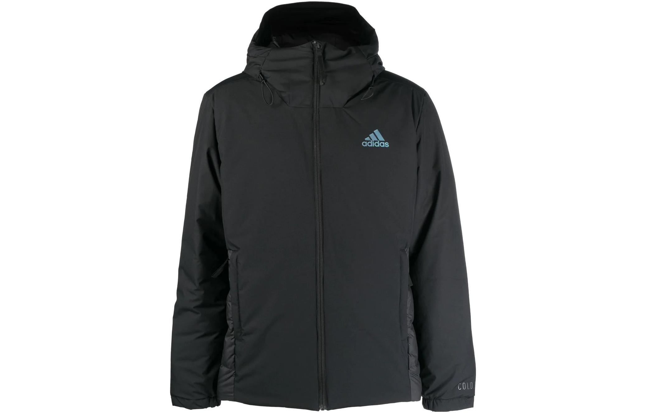 adidas Black Hoodie Full-Zip Jacket with Logo Chest Print GT6580