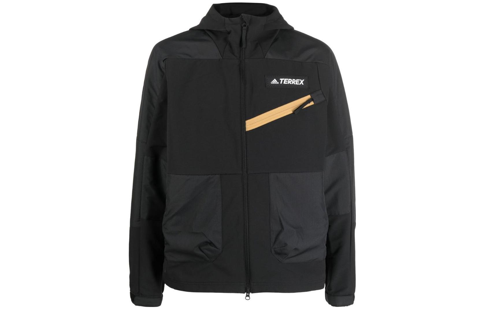 adidas Black Hoodie Full-Zip Jacket with Logo Print HE5202