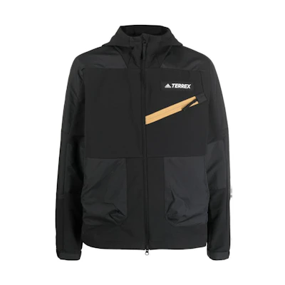 adidas Black Hoodie Full-Zip Jacket with Logo Print HE5202