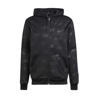 adidas Black Hoodie Jacket with Letter Print Design IJ6427