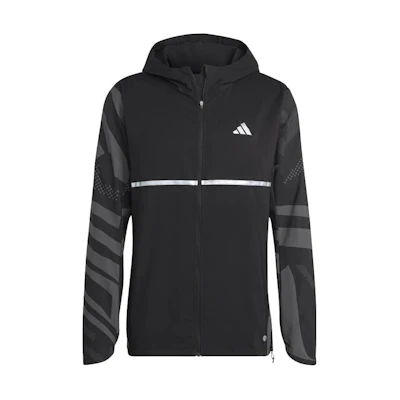 adidas Black Hoodie Jacket with Logo Print Long Sleeves HR6605