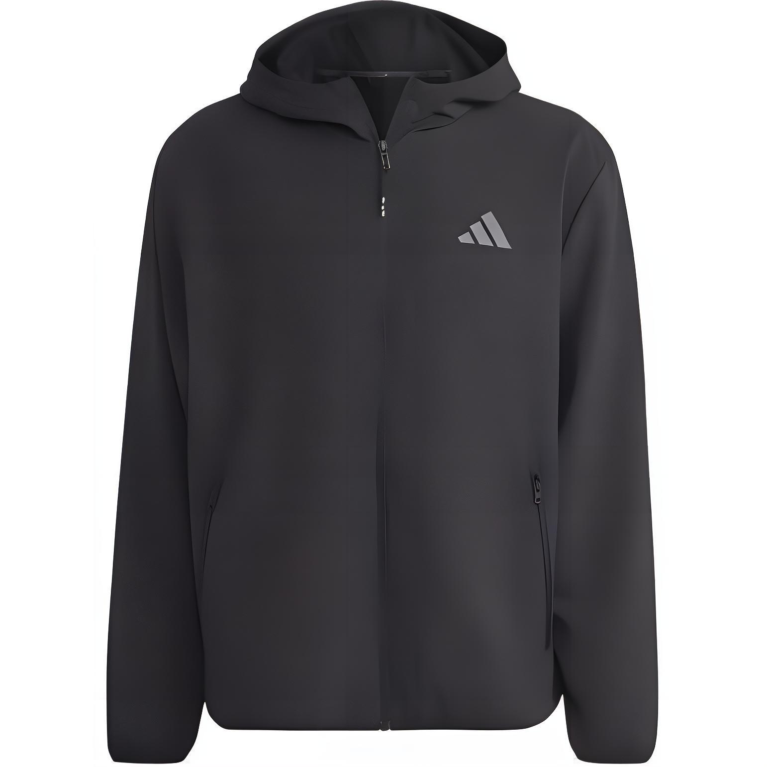 adidas Black Hoodie Jacket with Logo Print Long Sleeves IB8144