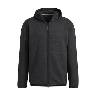 adidas Black Hoodie Jacket with Solid Logo Print and Zipper Closure GT3303