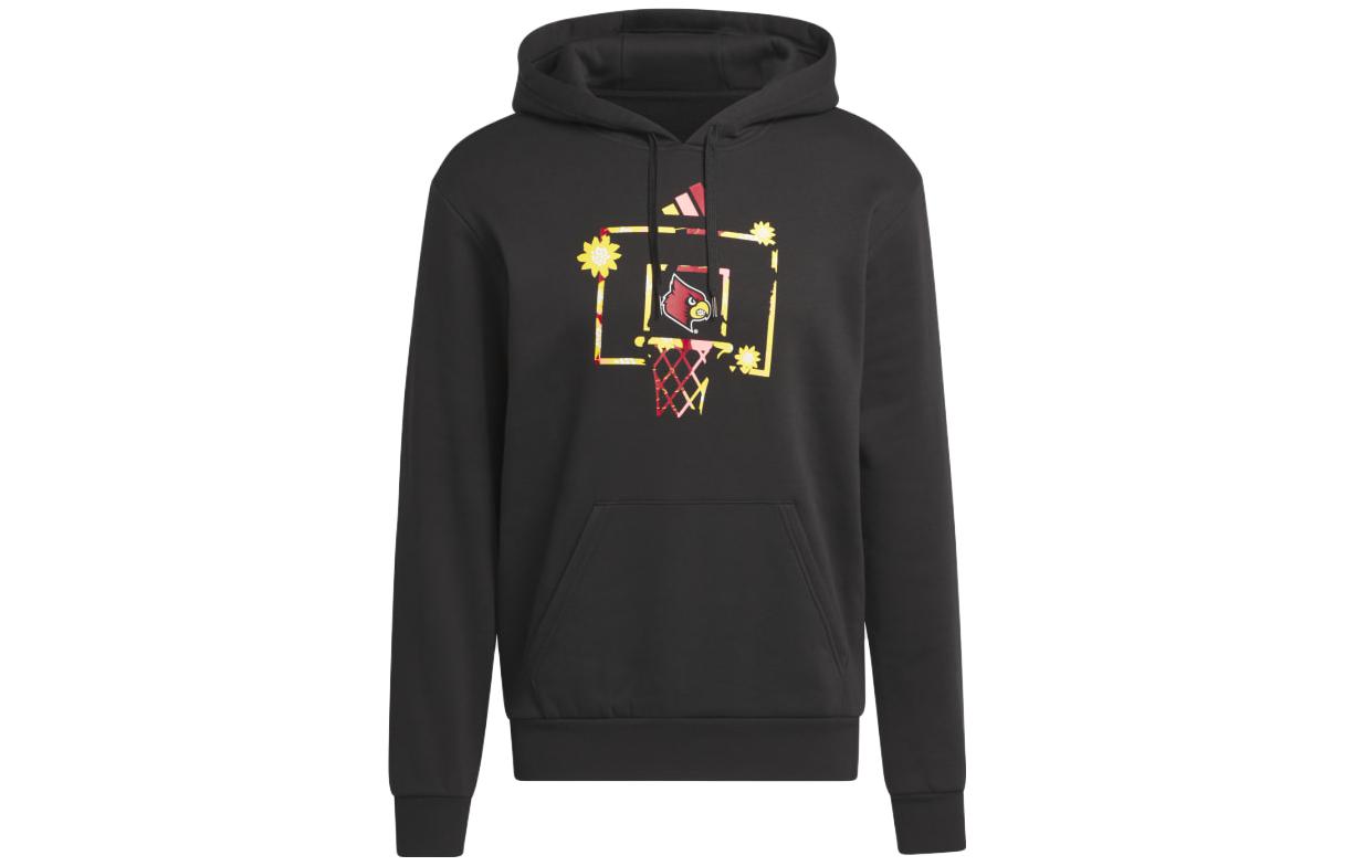 adidas Black Hoodie with Chest Bird Print and Drawstring IS6167