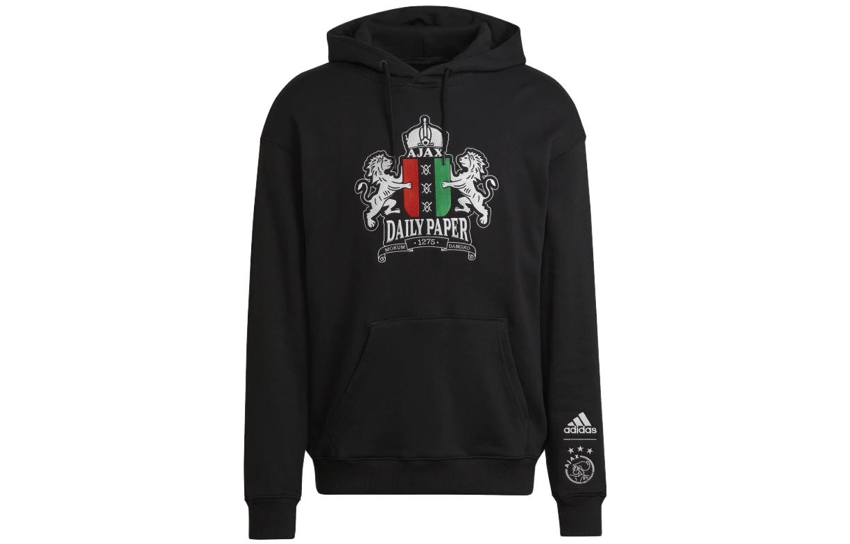 adidas Black Hoodie with Front Logo Graphic Print HI3811