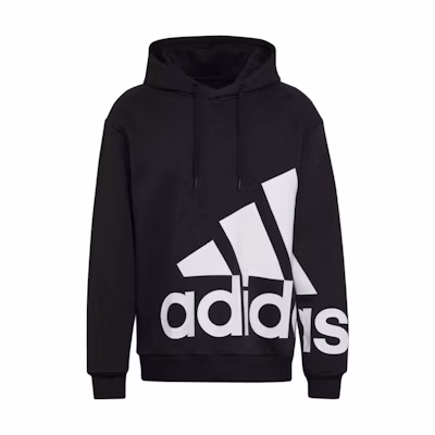 adidas Black Hoodie with Large Logo Print and Drawstrings HL6925