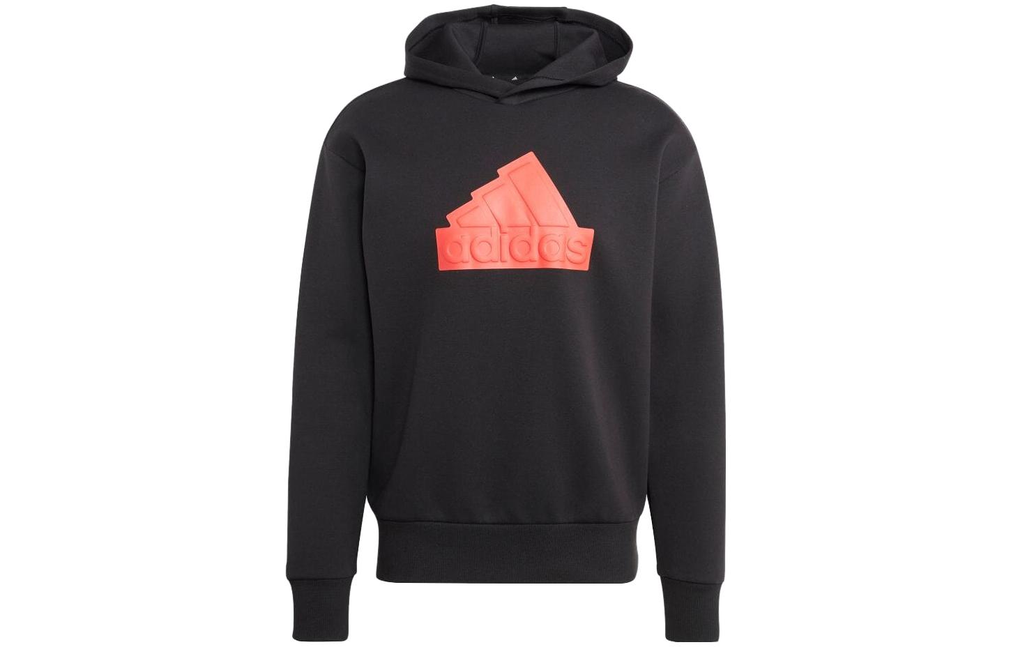adidas Black Hoodie with Letter Logo Print Design IC3750