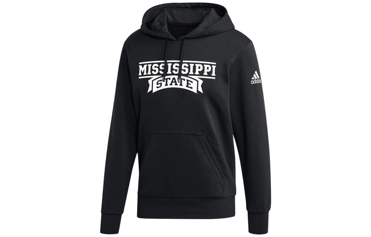 adidas Black Hoodie with Letter Print Design HY2307