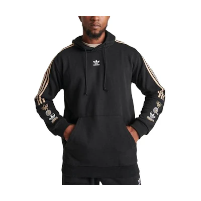 adidas Black Hoodie with Logo and Stripe Design IS2579