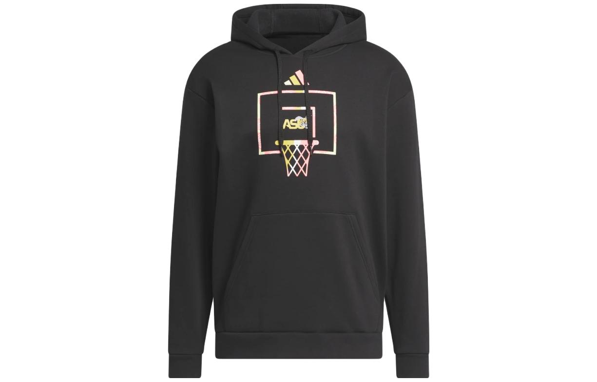 adidas Black Hoodie with Logo Graphic Print IM0957