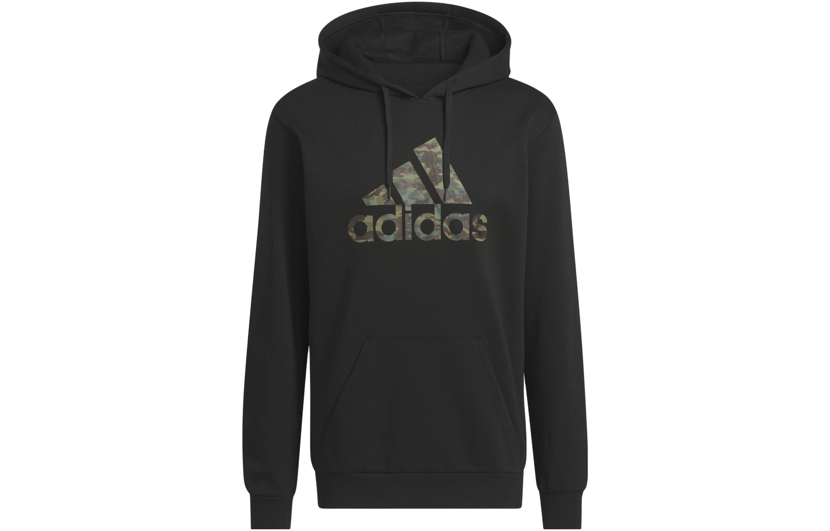 adidas Black Hoodie with Logo Letter Print HS3217