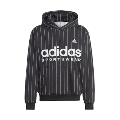 adidas Black Hoodie with Logo Print and Fine Stripes IB8381