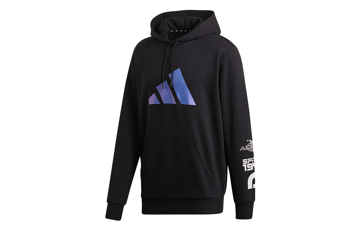 adidas Black Hoodie with Logo Print Design GI6396