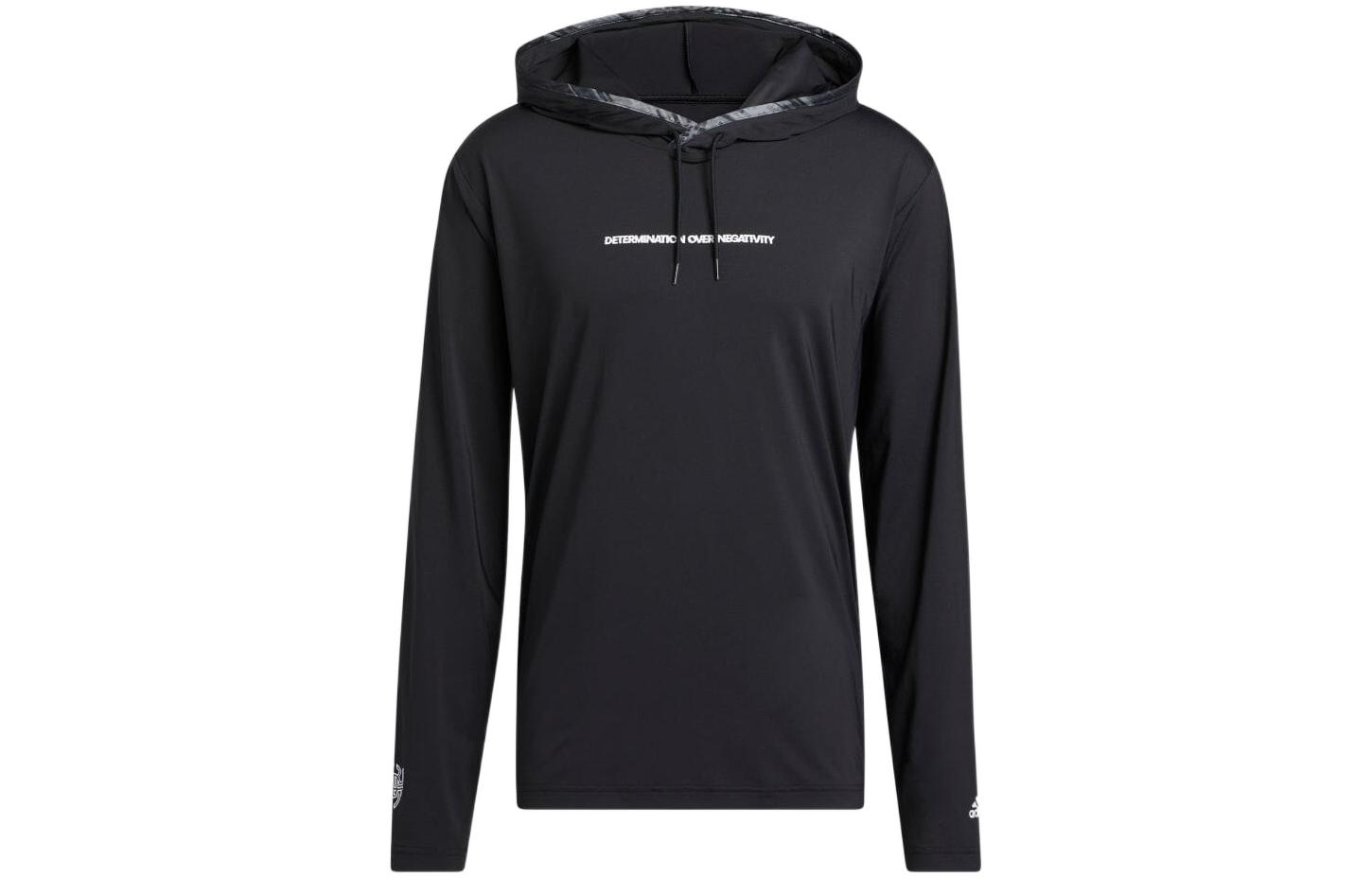 adidas Black Hoodie with Solid Color Letter Print Design HI1383