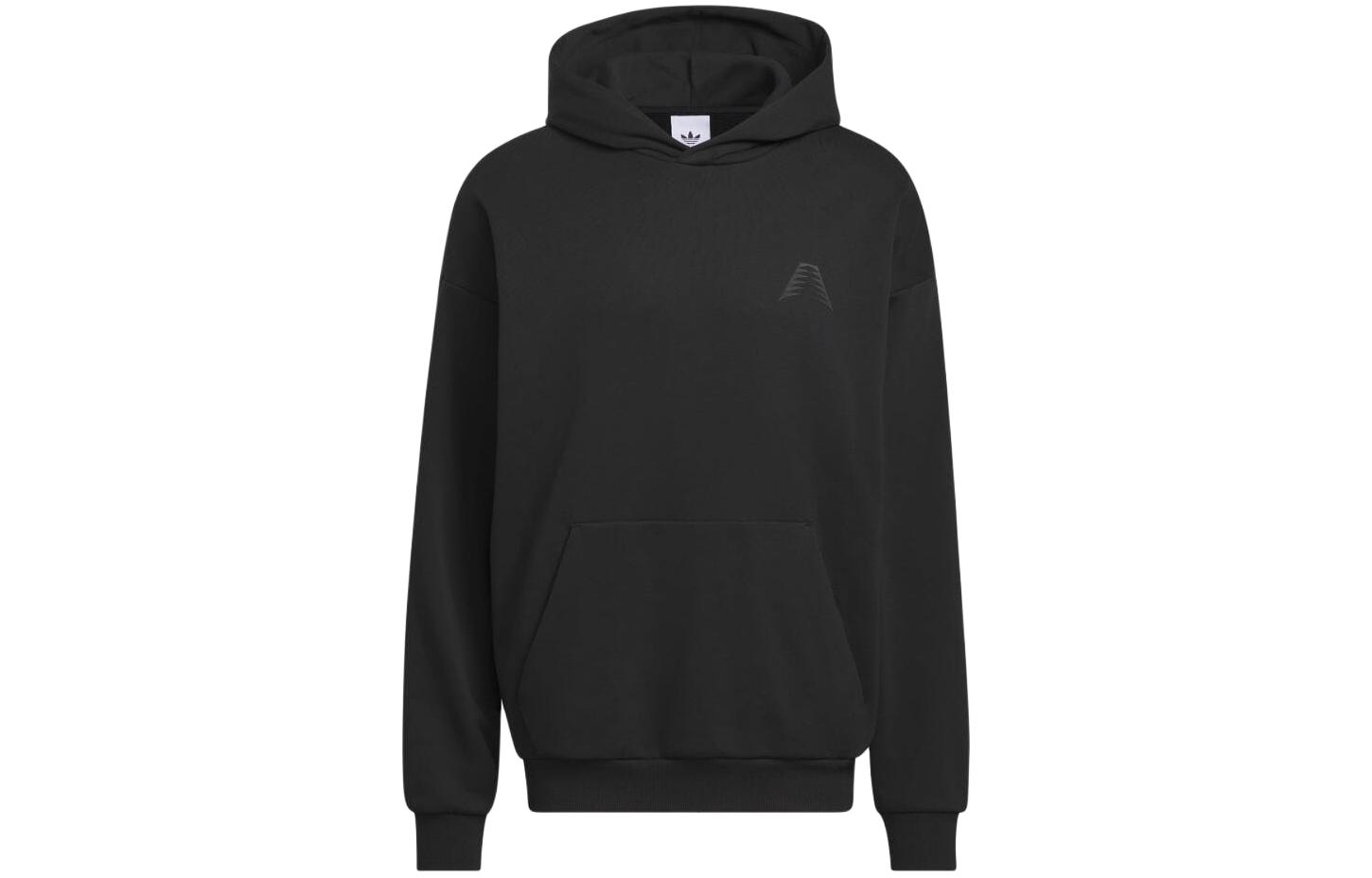 adidas Black Hoodie with Solid Color Logo Embroidery IU2809