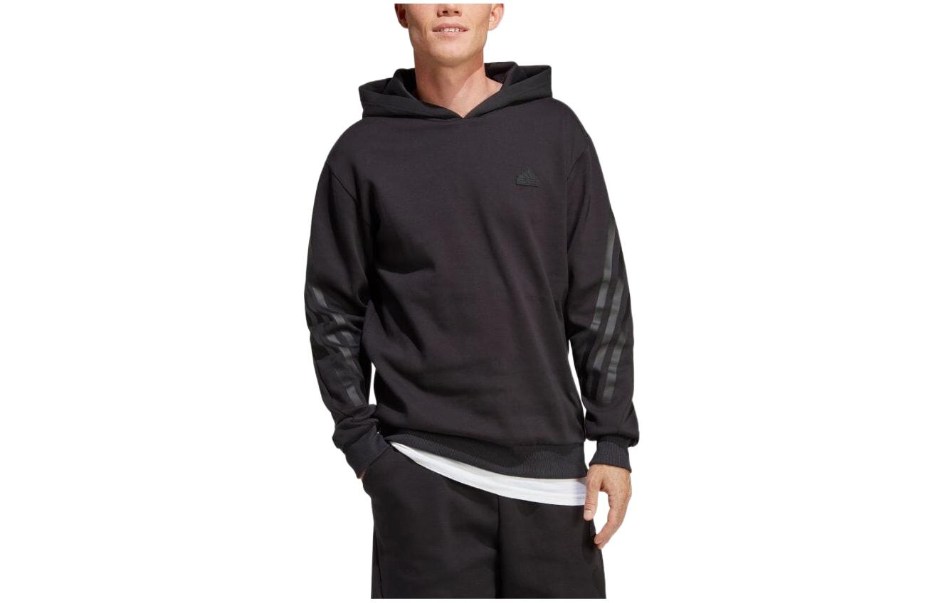 adidas Black Hoodie with Triple Stripes Logo Print IC6740