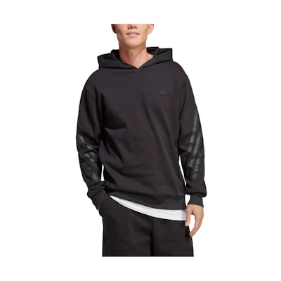 adidas Black Hoodie with Triple Stripes Logo Print IC6740