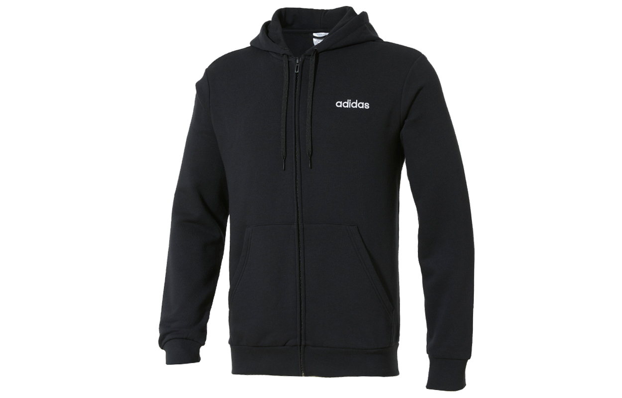 adidas Black Knit Hooded Casual Sports Jacket FL8591