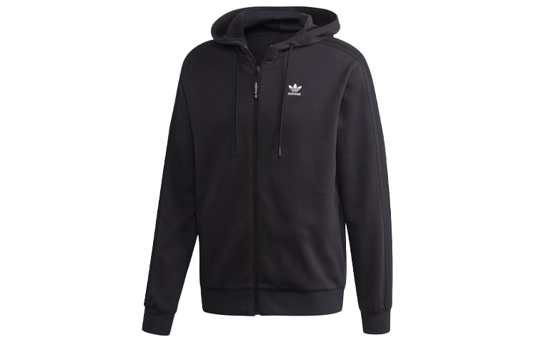 adidas Black Knit Hoodie Jacket Casual Sportswear FM3700