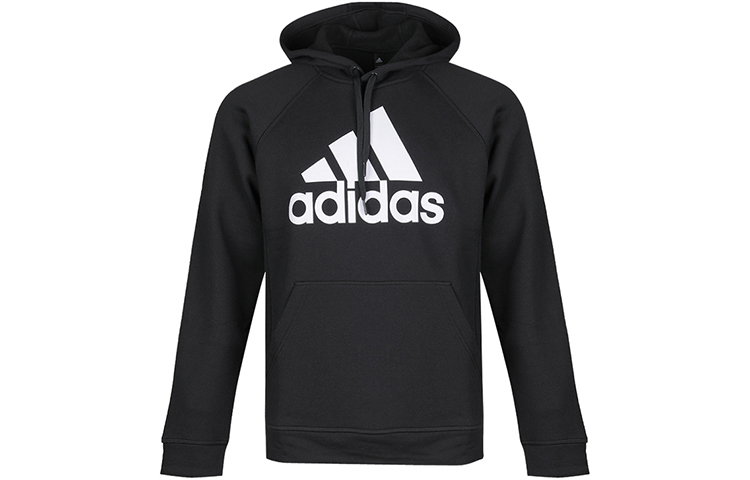 adidas Black Knit Hoodie with Printed Logo Sportswear CV6801