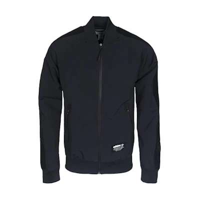 adidas Black Knit Jacket with Logo Print and Fashionable Zip Design BS2574