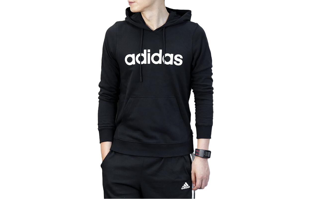 adidas Black Knit Pullover Hoodie Casual Sweatshirt CW2471
