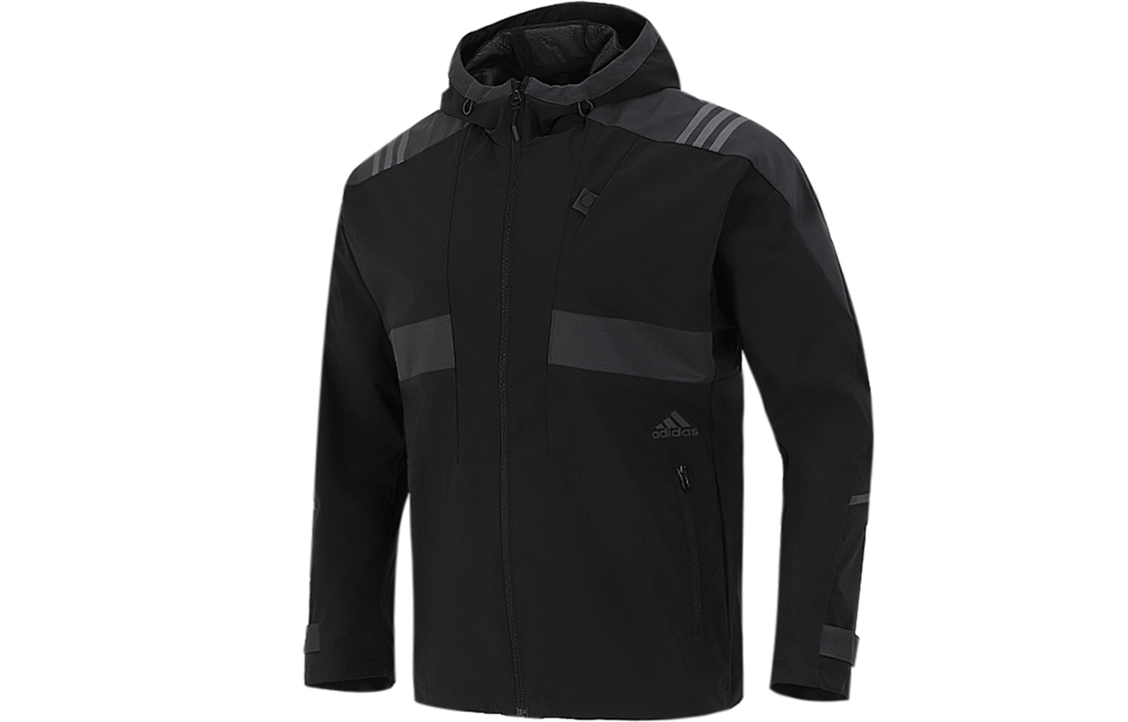 adidas Black Knit Training Hoodie Jacket Sports Casual H40235
