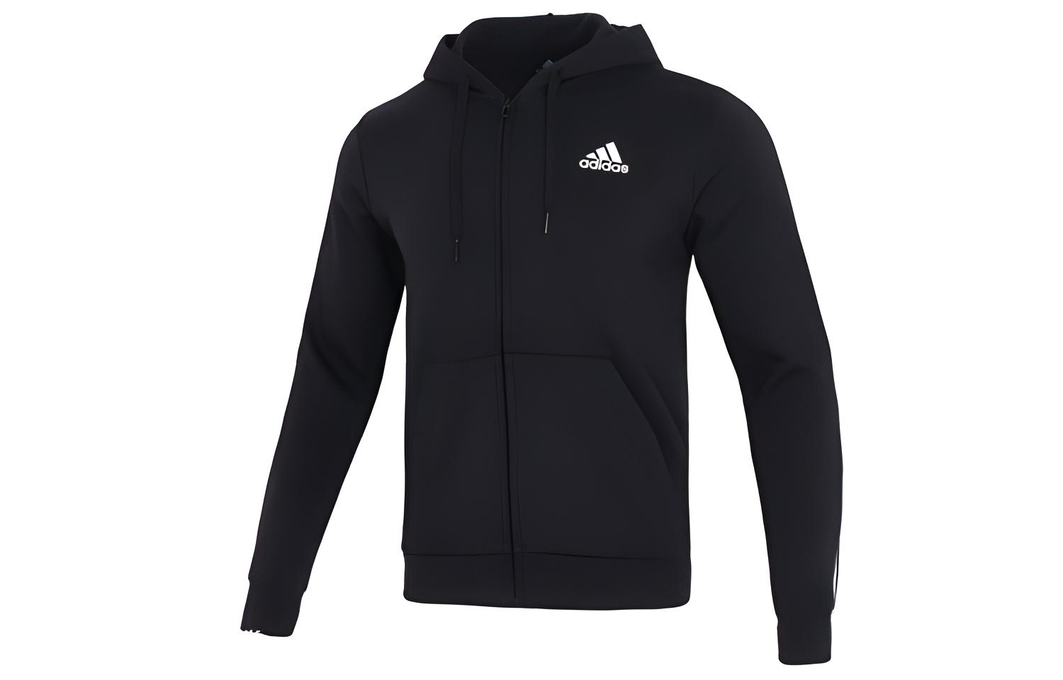 adidas Black Knit Zip-Up Track Jacket Casual Sportswear GS1581