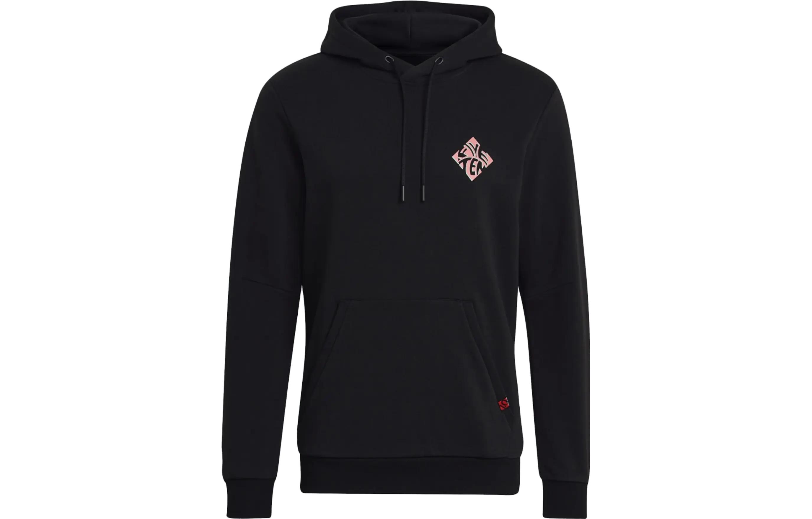 adidas Black Letter Logo Print Pullover Hoodie Long Sleeve GM4579