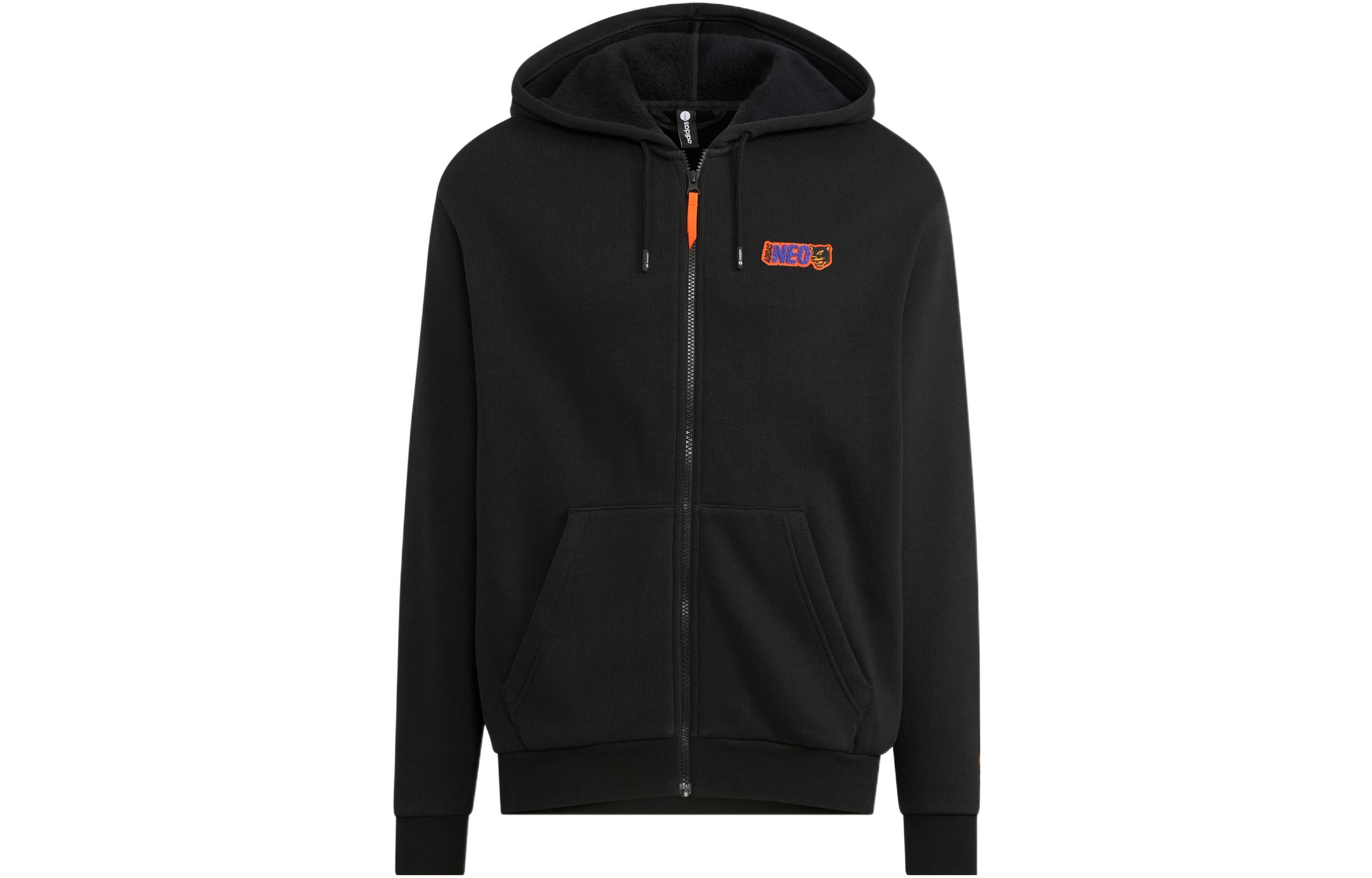 adidas Black Letter Print Graphic Hoodie Jacket Unisex HN4735