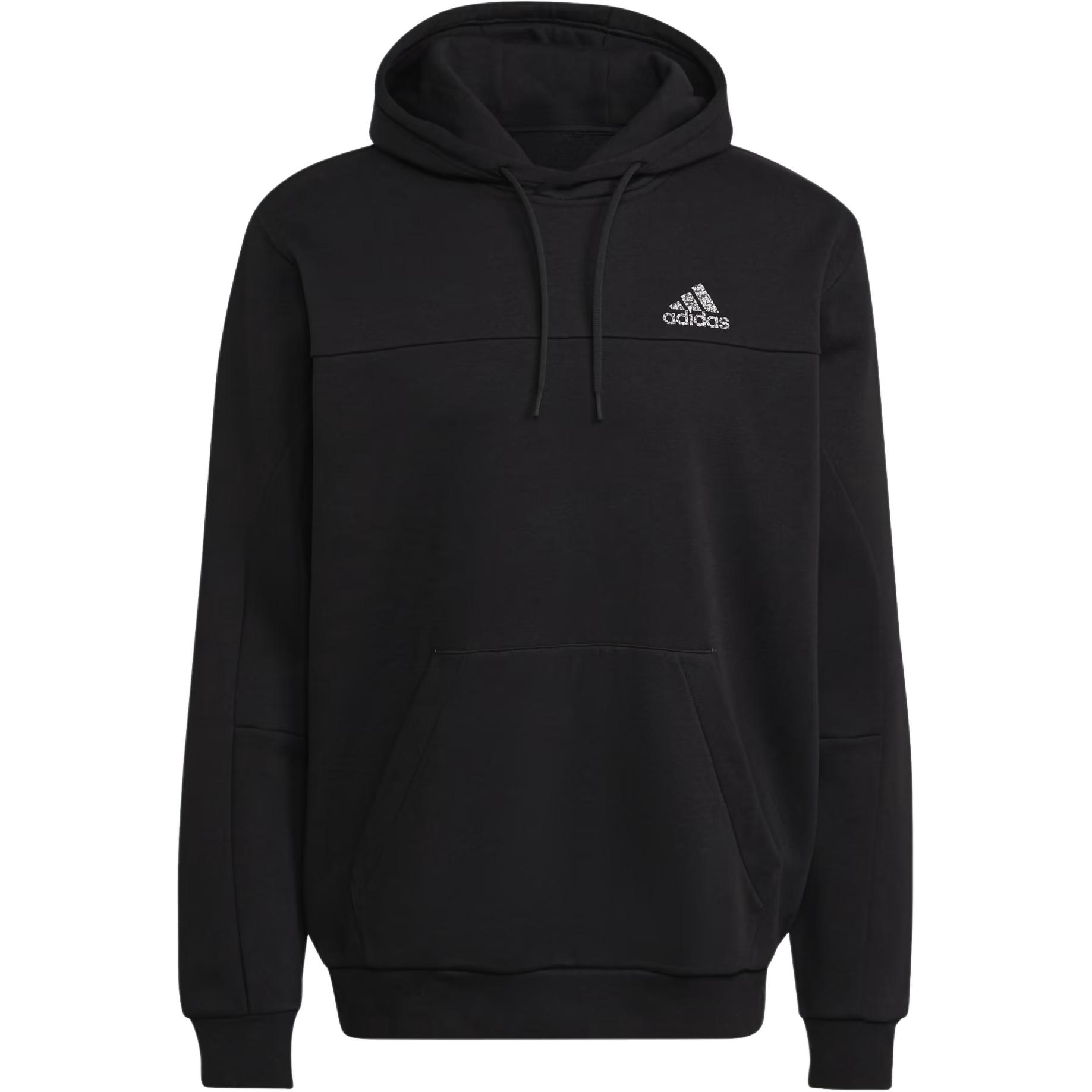 adidas Black Letter Print Long-Sleeve Pullover Hoodie HL1599
