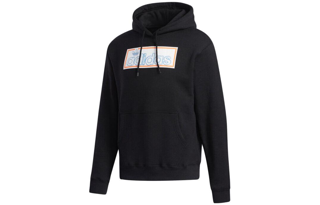 adidas Black Letter Print Pullover Hoodie Sweatshirt GH5245
