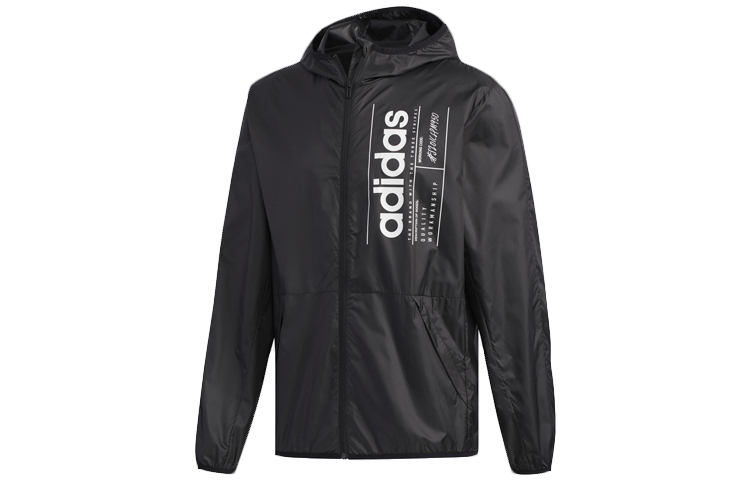 adidas Black Letter Print Training Hoodie Jacket FL0173