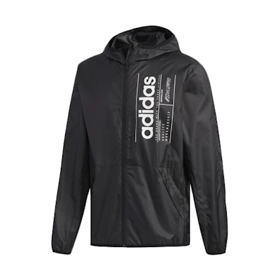 adidas Black Letter Print Training Hoodie Jacket FL0173