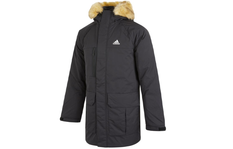adidas Black Lightweight Hooded Down Parka Winter Jacket Outdoor Style H20761
