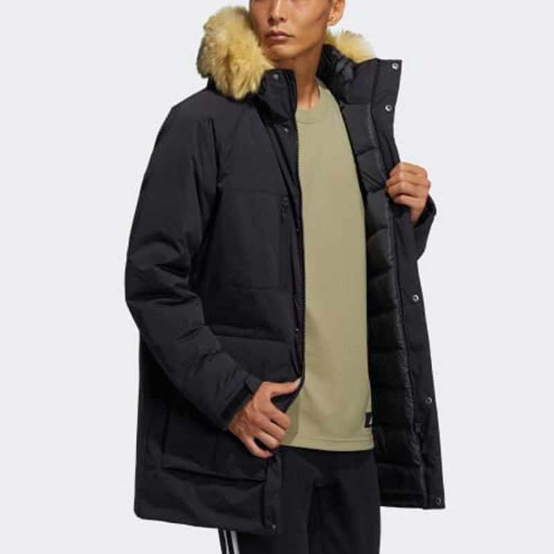 Purchase adidas Black Lightweight Hooded Down Parka Winter Jacket Outdoor Style H20761