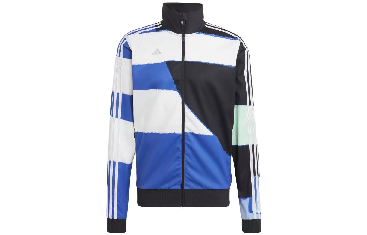 adidas Black Logo Colorblock Stand Collar Zip-Up Jacket HT3669