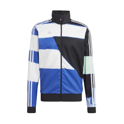 adidas Black Logo Colorblock Stand Collar Zip-Up Jacket HT3669