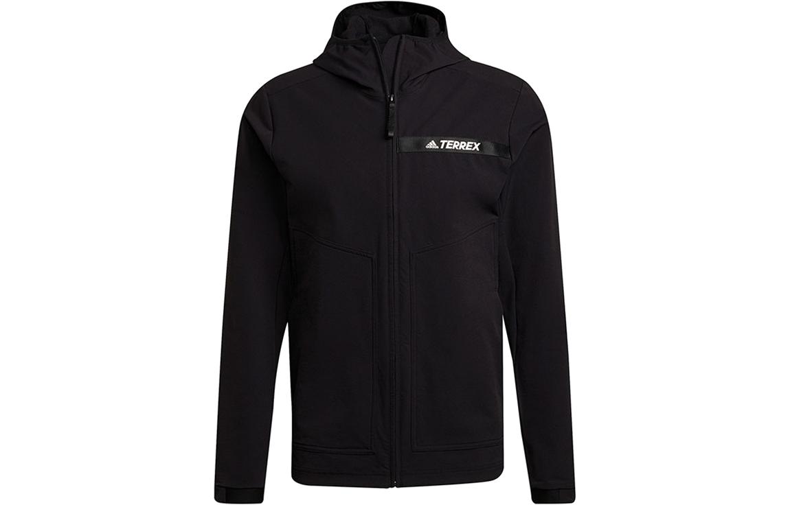 adidas Black Logo Hoodie Breathable Sports Jacket GU6490