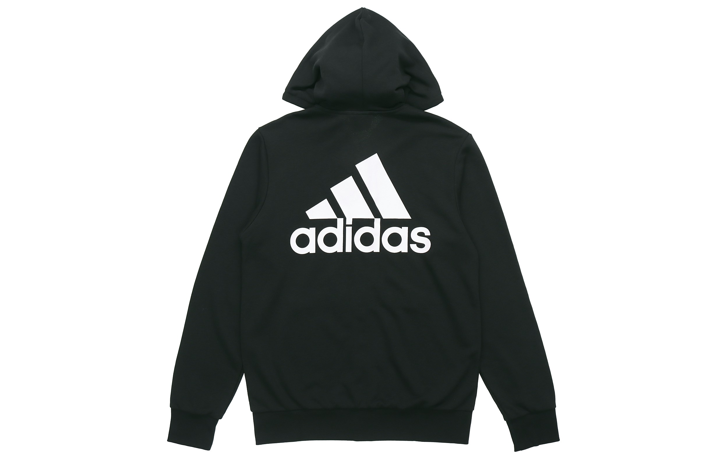 adidas Black Logo Hoodie Full-Zip Knit Jacket Casual Sportswear GK9044
