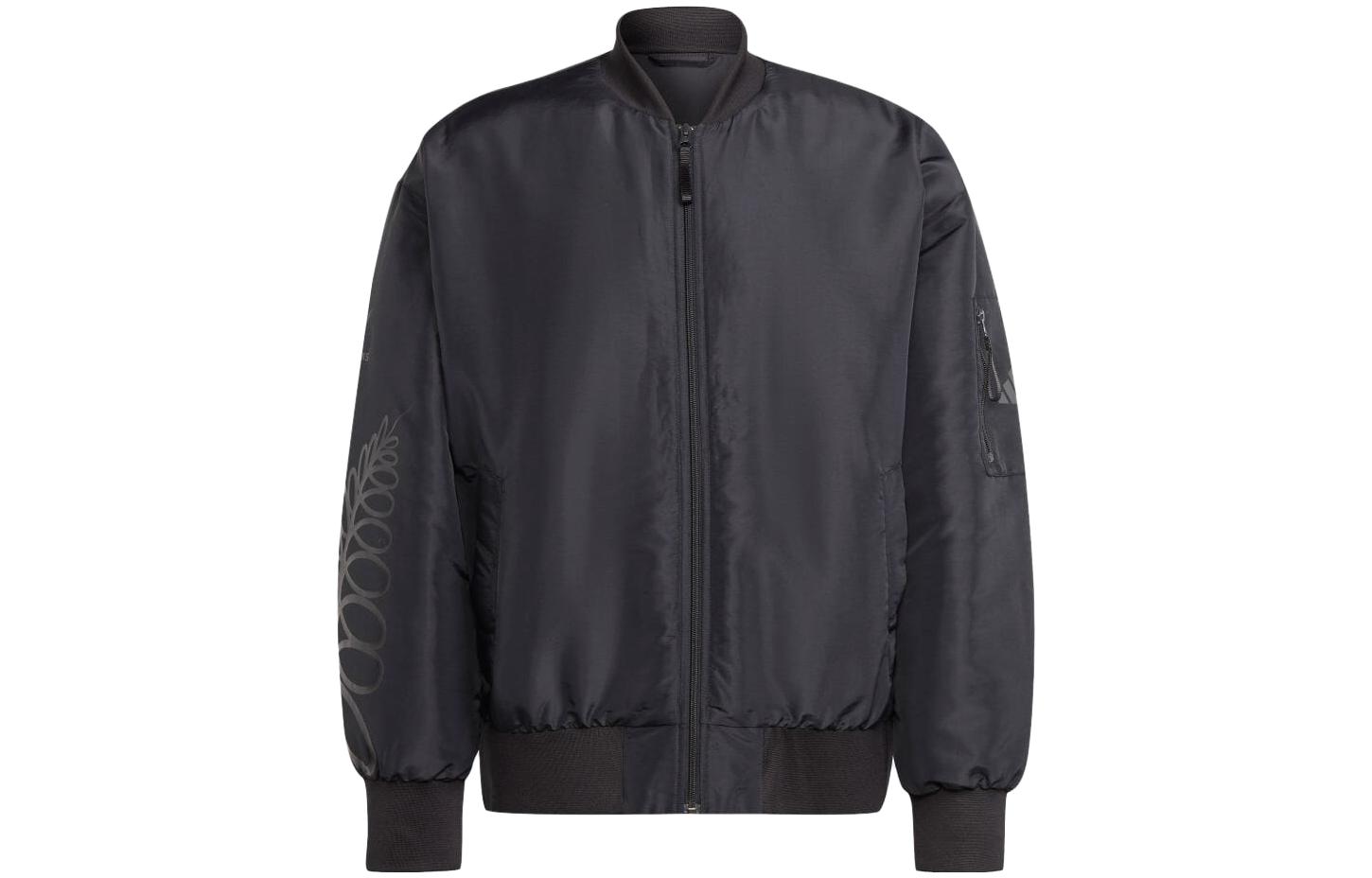 adidas Black Logo Print Baseball Collar Zip Jacket Japan Ver IA5003-JAPAN