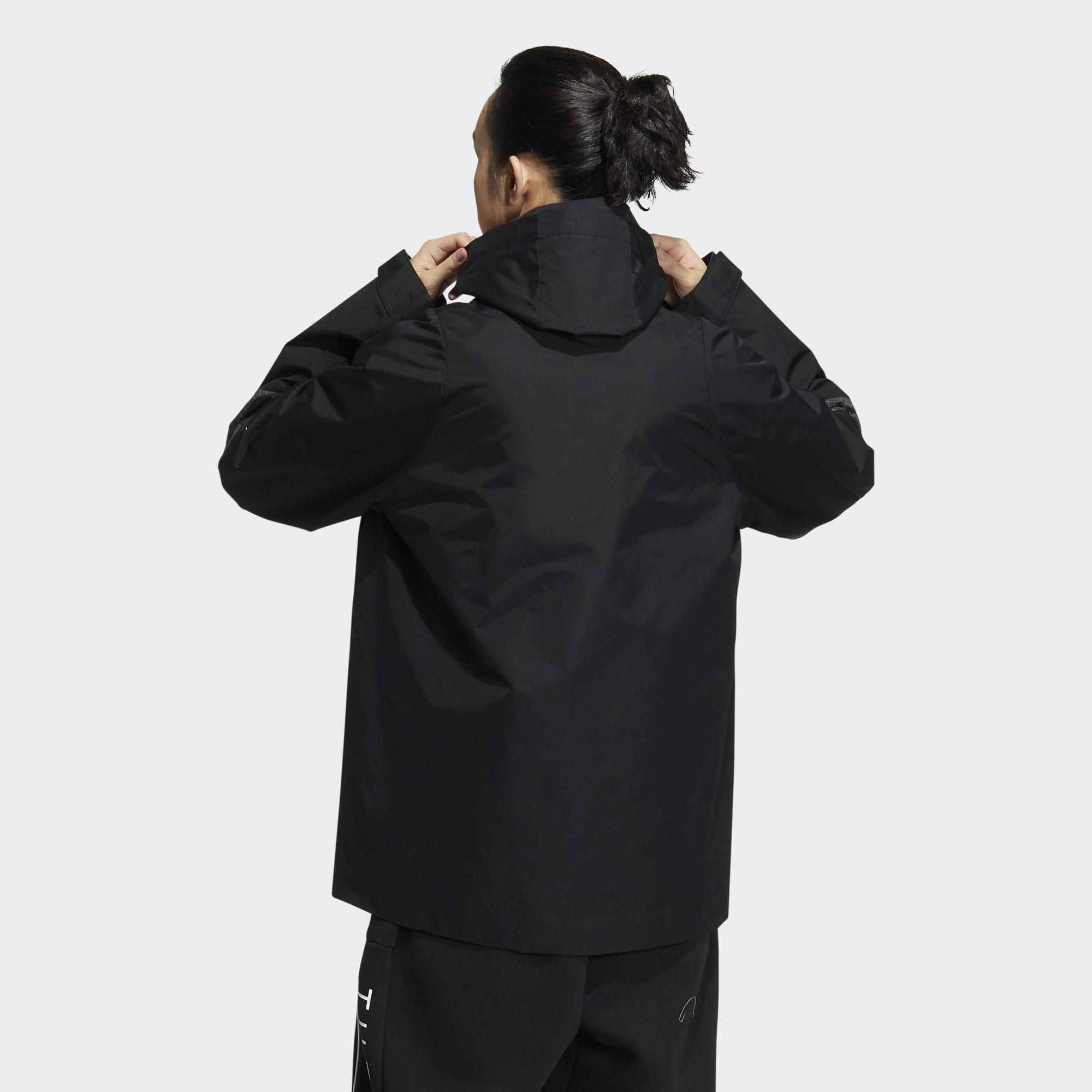 adidas Black Logo Print Contrast Solid Color Hoodie Jacket HR4436 圖 5