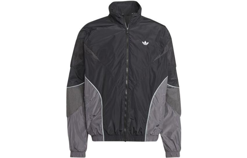adidas Black Logo Print Full-Zip High Collar Jacket IM1849