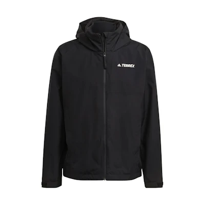 adidas Black Logo Print Hooded Waterproof Windbreaker Jacket GI7296