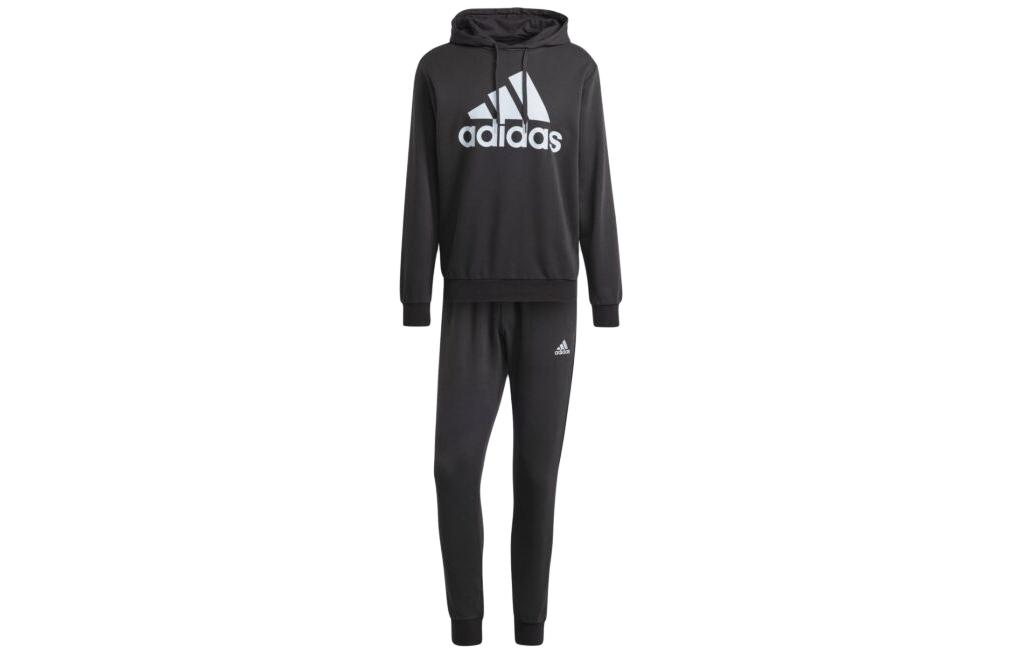 adidas Black Logo Print Hoodie and Sweatpants Tracksuit Set IJ8555