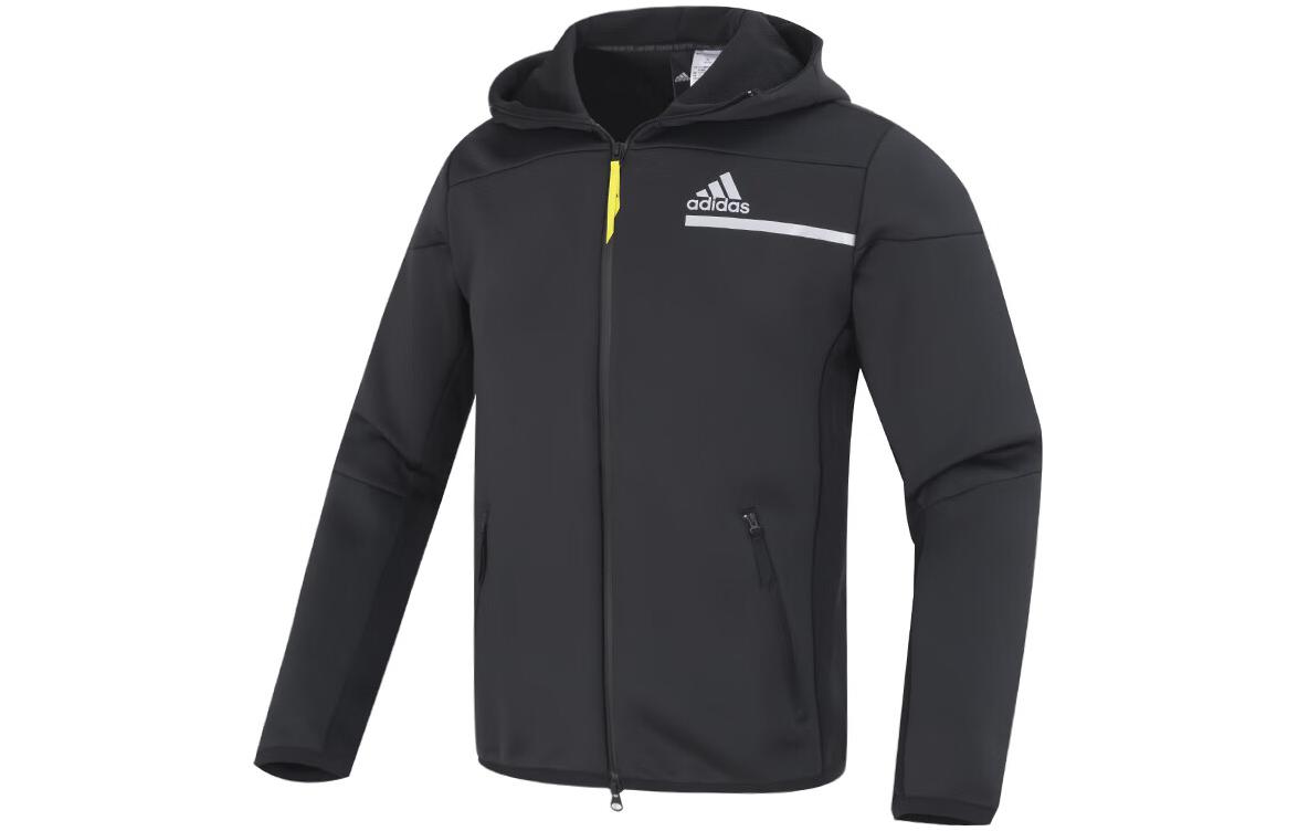 adidas Black Logo Print Hoodie Training Jacket GP7838