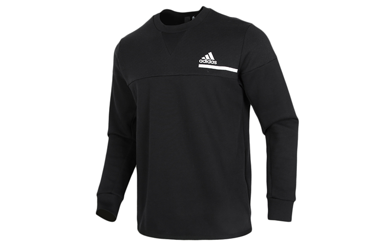 adidas Black Logo Print Pullover Sweatshirt Casual Sportswear GM6538