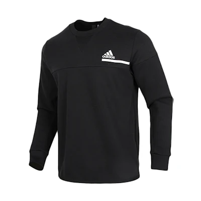 adidas Black Logo Print Pullover Sweatshirt Casual Sportswear GM6538