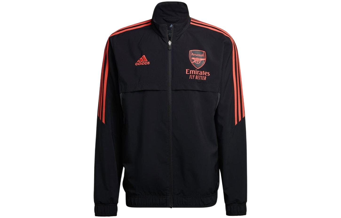 adidas Black Logo Print Retro Track Jacket with Zip and Striped Collar HC1247 圖 2