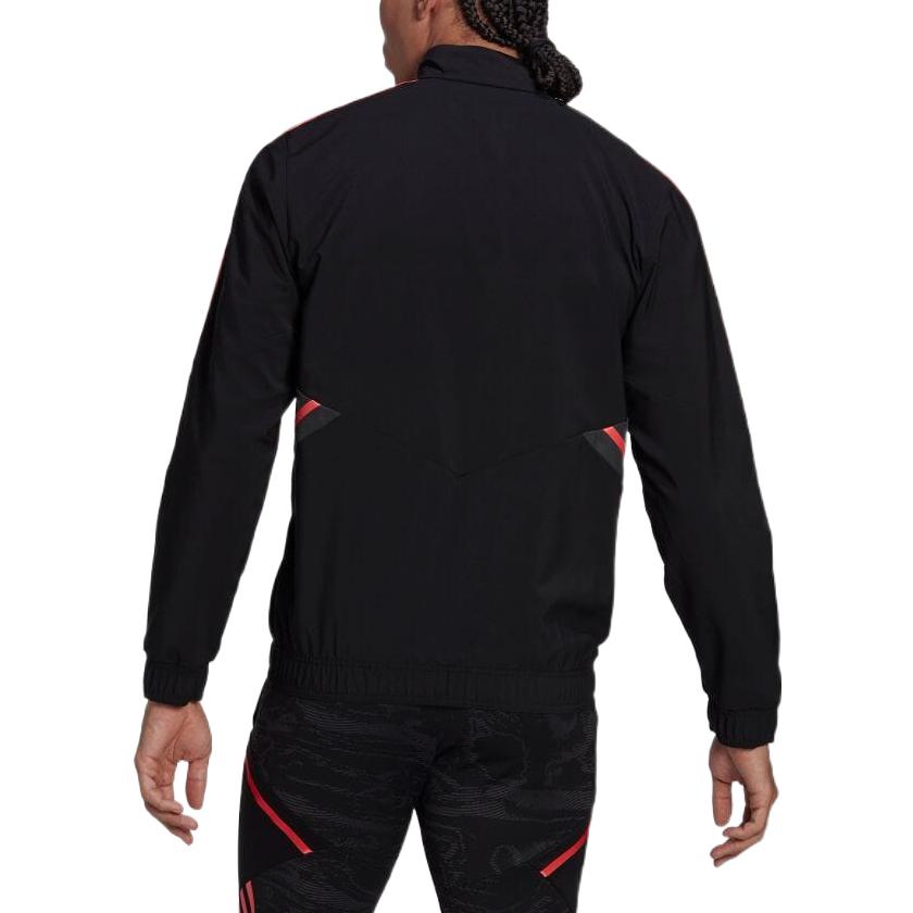 adidas Black Logo Print Retro Track Jacket with Zip and Striped Collar HC1247 圖 4